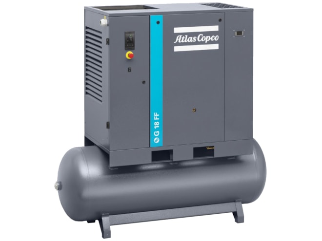 Atlas Copco G15L-22 Oil-Injected 30 HP Rotary Screw Air Compressor, 132 Gallon, With Dryer