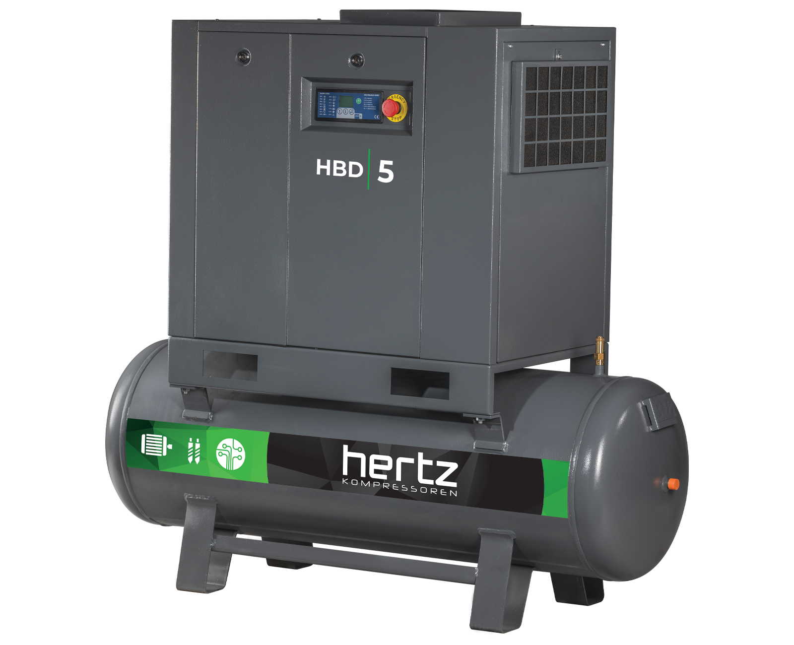 Hertz HBD 25 HP Rotary Screw Air Compressor, 120 Gallon
