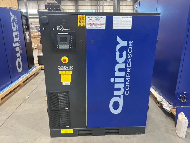 DEMO Quincy Compressor QGSV-50 BM-460, 50 HP Rotary Screw Air Compressor