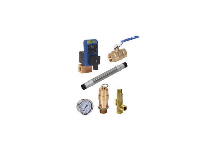 Midwest-Control Tank Kit - Safety Valve, Gauge, Ball Valve, Receiver Timer Drain/Strainer, Flex Hose