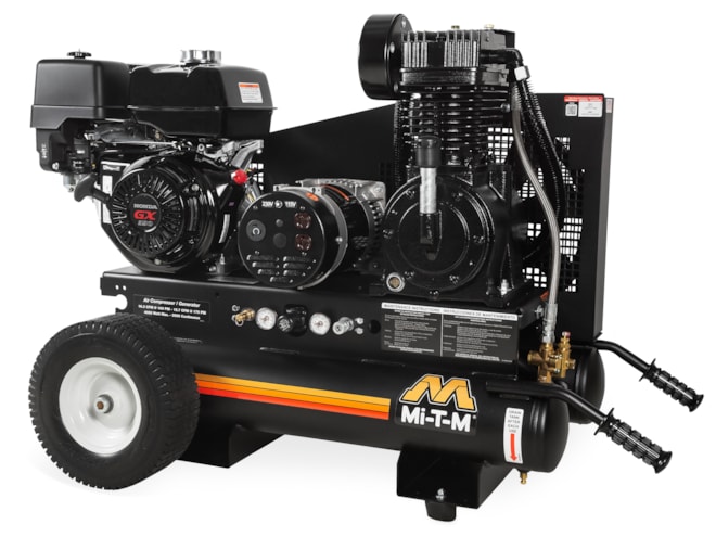 Mi-T-M 8 Gal Two Stage Industrial Air Compressor/Generator Combo | Gas ...