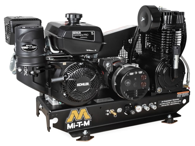 Mi-T-M 8 Gal Two Stage Base-Mount Industrial Air Compressor/Generator Combo