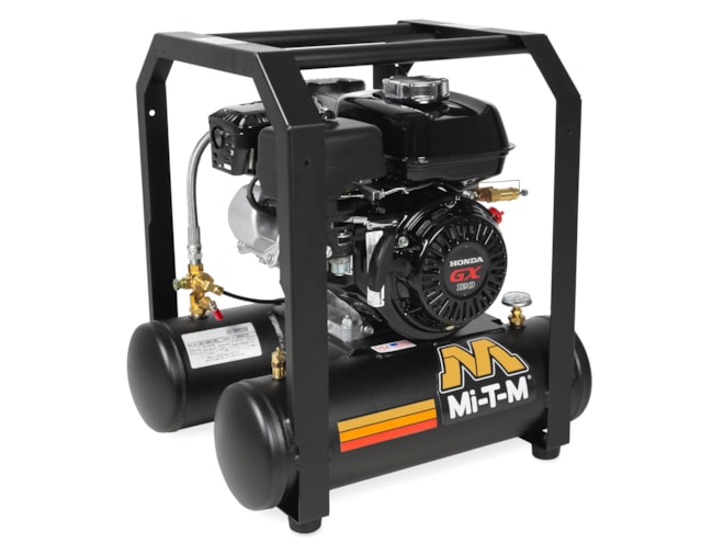 Compact gas powered outlet air compressor