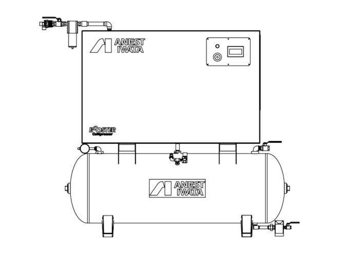Anest Iwata Model OFBSTE Tank Mounted Oil-Free Piston Air Compressor